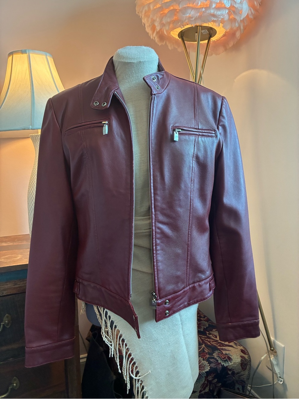 Vintage Genuine Leather Burgundy-Red Moto Jacket
